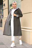 Vêtements hijab KAKI TRENCH À CAPUCHE T 0602-1