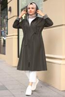 Vêtements hijab KAKI TRENCH À CAPUCHE T 0602-1