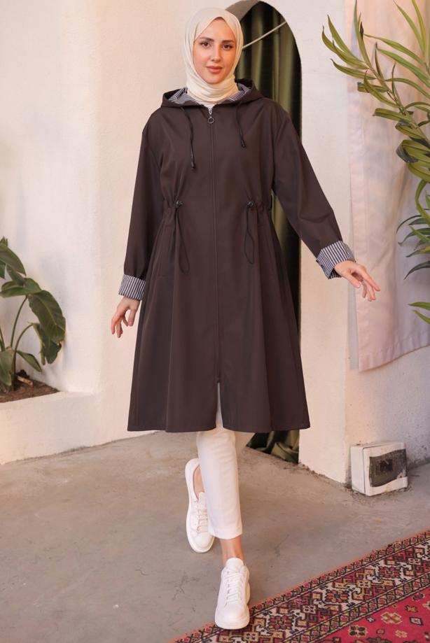 Vêtements hijab  HOODED TRENCH COAT T 0602-1 - TRENDTESETTÜR