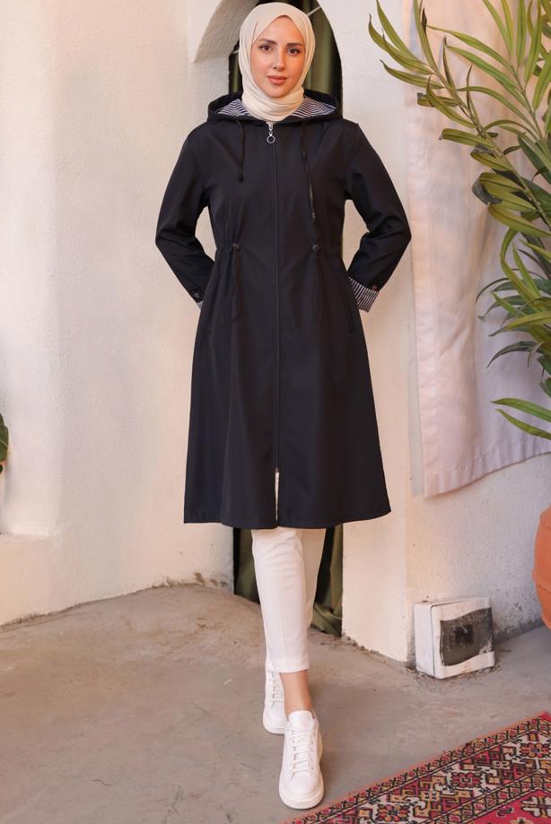 Vêtements hijab  HOODED TRENCH COAT T 0602-1 - TRENDTESETTÜR
