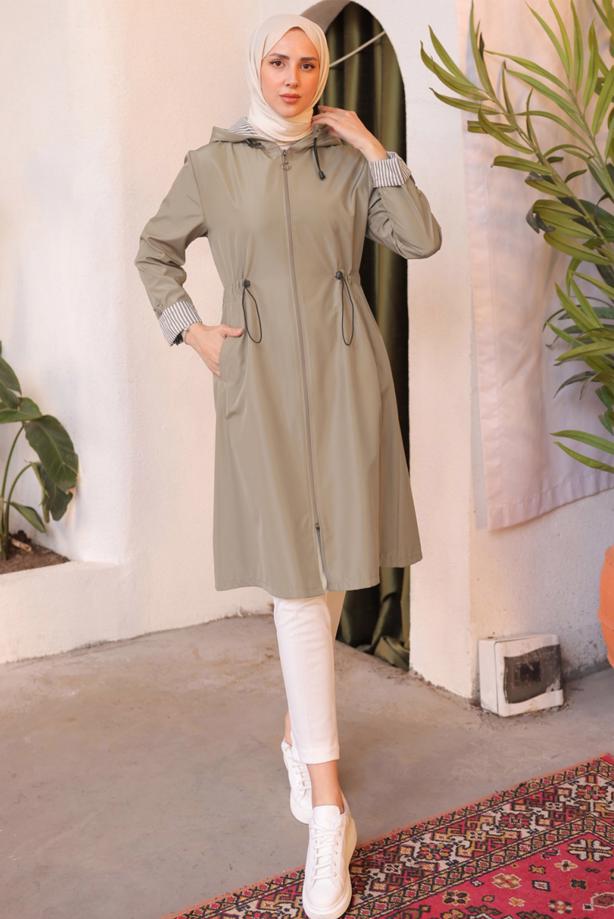 Vêtements hijab  HOODED TRENCH COAT T 0602-1 - TRENDTESETTÜR