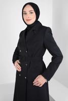 Hijab clothing BLACK T 10838 ALVİNA 17137 TRENÇKOT 38/46 TEK42