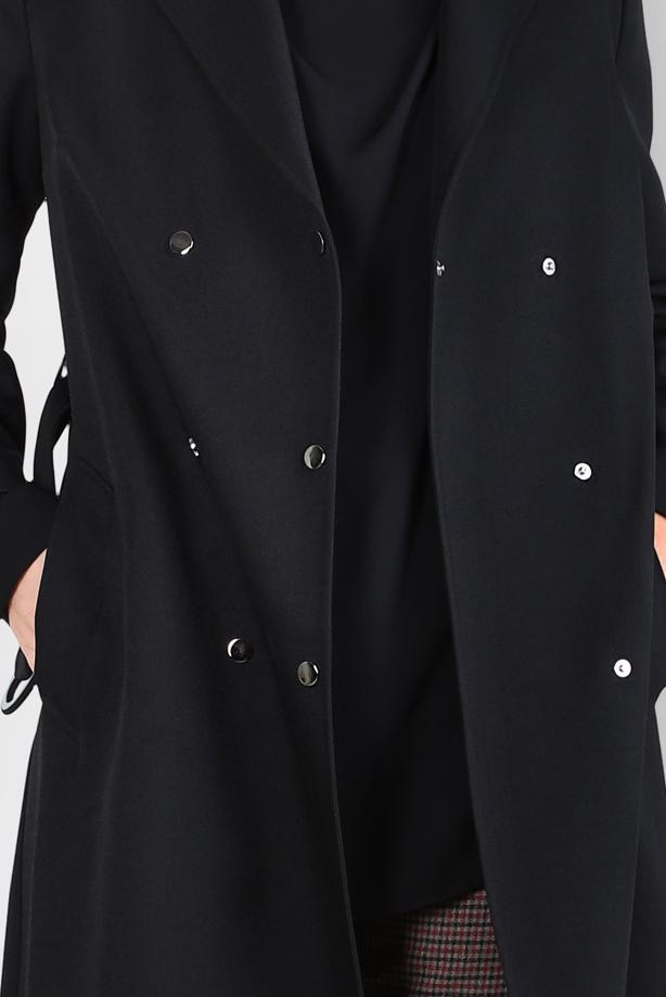 Hijab clothing BLACK T 10838 ALVİNA 17137 TRENÇKOT 38/46 TEK42 - TRENDTESETTÜR