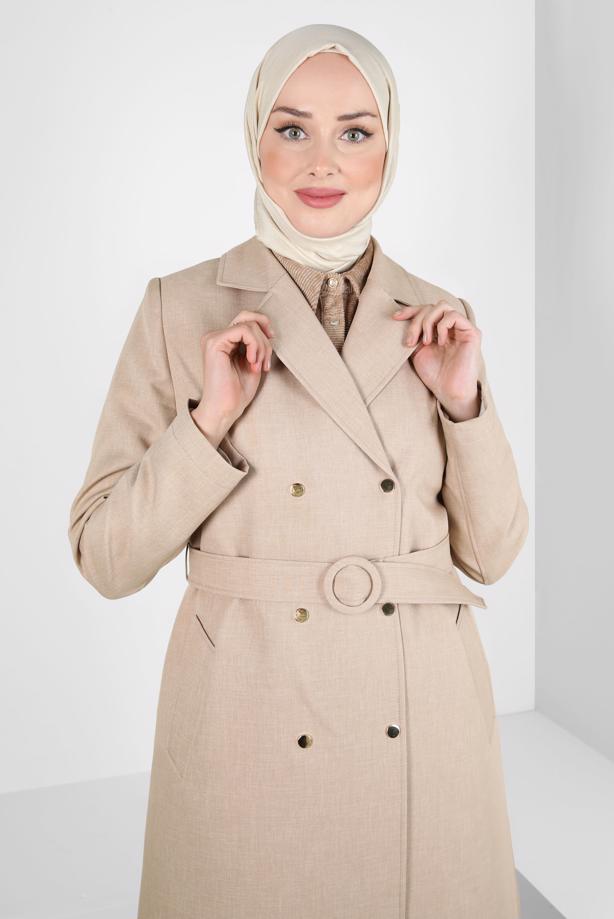 Hijab clothing BEIGE T 10838 ALVİNA 17137 TRENÇKOT 38/46 TEK42 - TRENDTESETTÜR