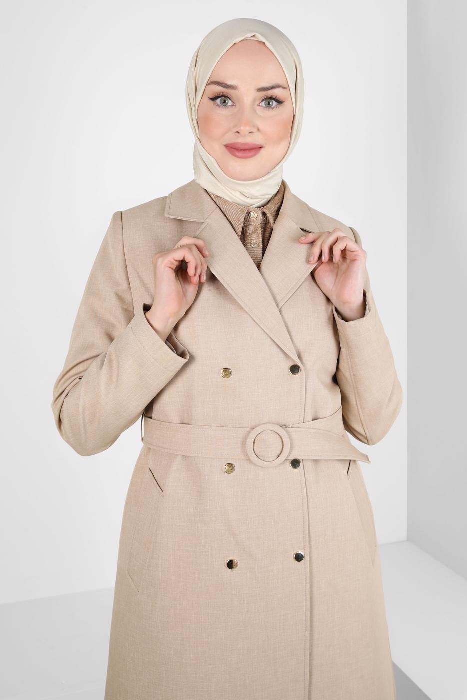 Hijab clothing BEIGE T 10838 ALVİNA 17137 TRENÇKOT 38/46 TEK42