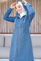 Vêtements hijab BLEU MARINE VESTE MODESTE À CAPUCHE T 1167