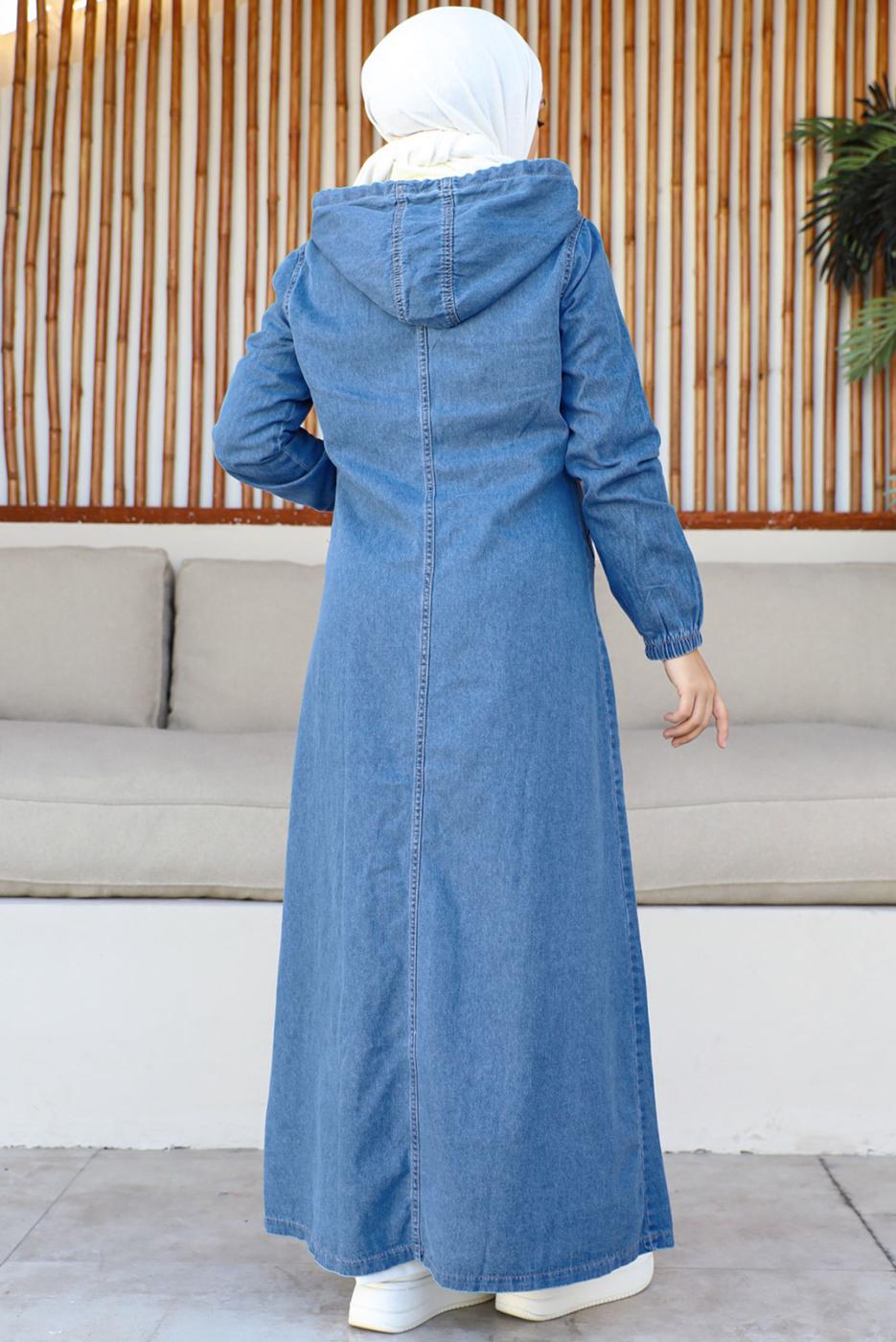 Vêtements hijab BLEU MARINE VESTE MODESTE À CAPUCHE T 1167