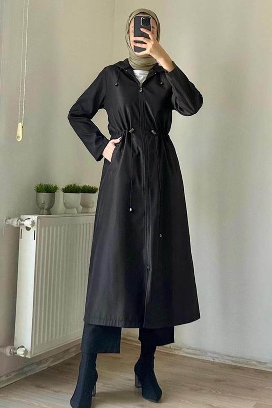 Vêtements hijab NOIR VESTE À CAPUCHE T 1495