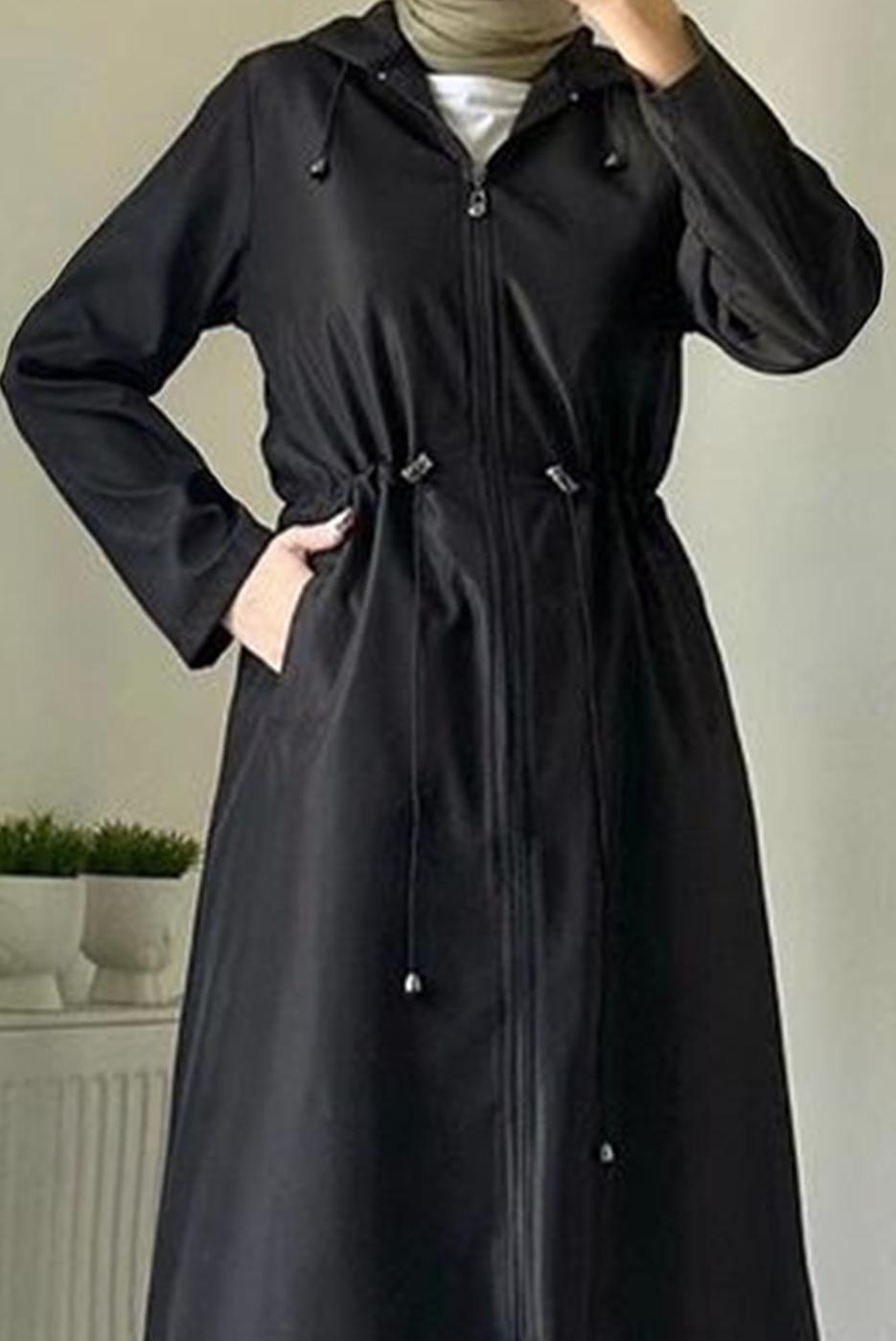 Vêtements hijab NOIR VESTE À CAPUCHE T 1495