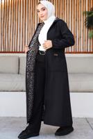 Tesettür giyim SİYAH KAPÜŞONLU KAP T 3007-1