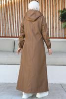 Tesettür giyim TABA KAPÜŞONLU KAP T 3007-1