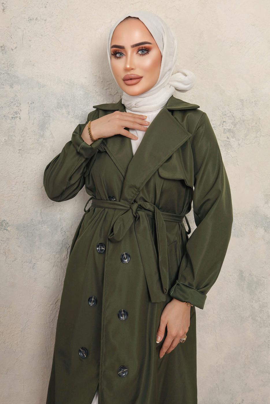 Vêtements hijab KAKI TRENCH CEINTURE CEINTURE T 4743