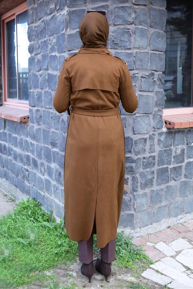 Vêtements hijab TABA TRENCH-COAT EN DAIM CEINTURE T 5627 - TRENDTESETTÜR