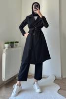 Vêtements hijab NOIR TRENCH CEINTURE CEINTURE T 7395