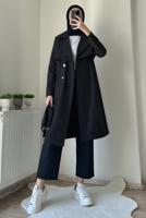Vêtements hijab NOIR TRENCH CEINTURE CEINTURE T 7395