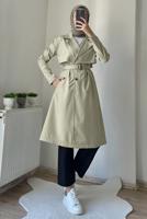 Hijab clothing BEIGE BELTED TRENCH COAT T 7395