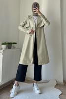Hijab clothing BEIGE BELTED TRENCH COAT T 7395