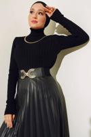 Tesettür giyim SİYAH BALIKÇI YAKA TRİKO BODY T 0485