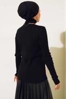 Tesettür giyim SİYAH BALIKÇI YAKA TRİKO BODY T 0485