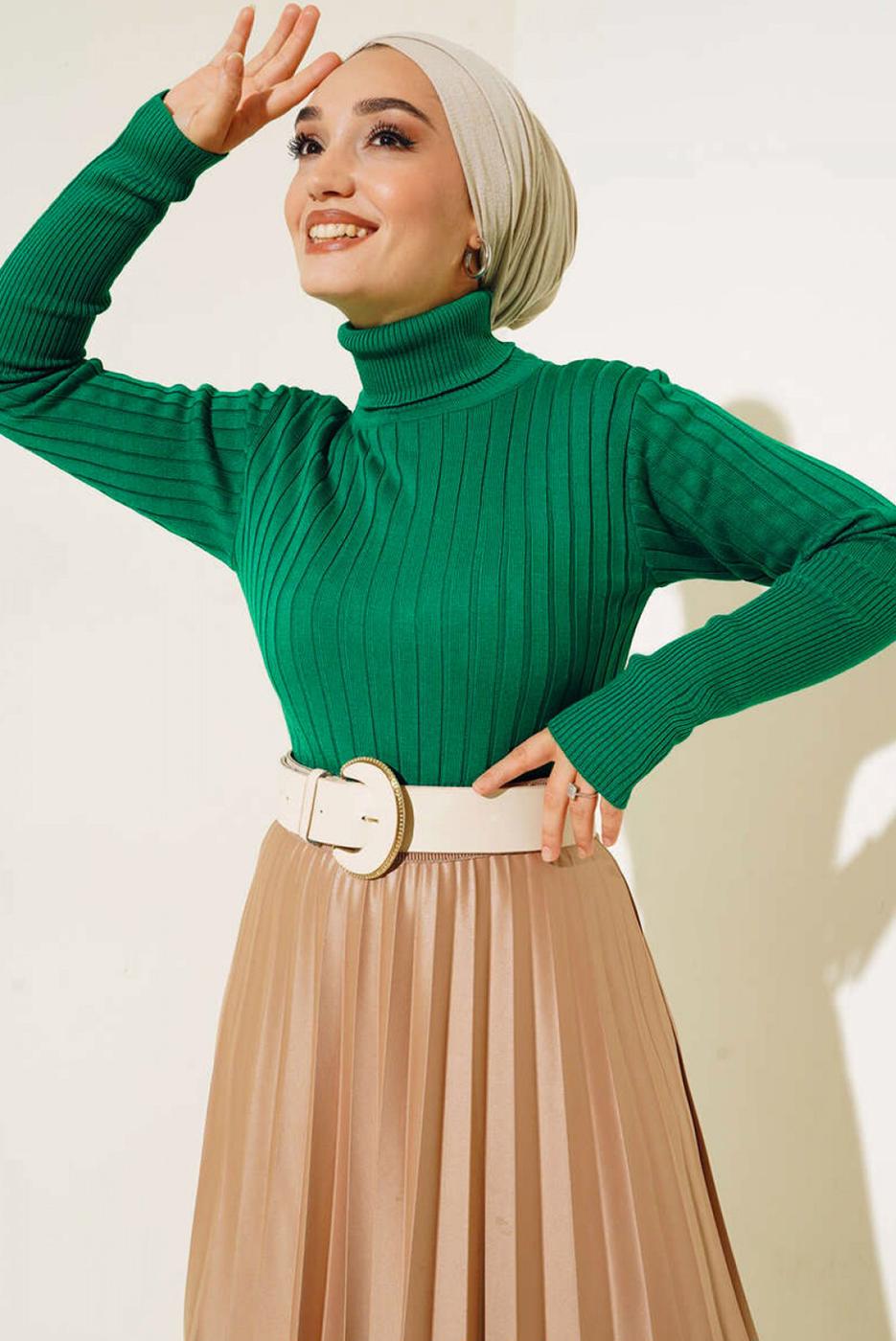 Vêtements hijab VERT BODY TRICOT COL ROULÉ T 0485