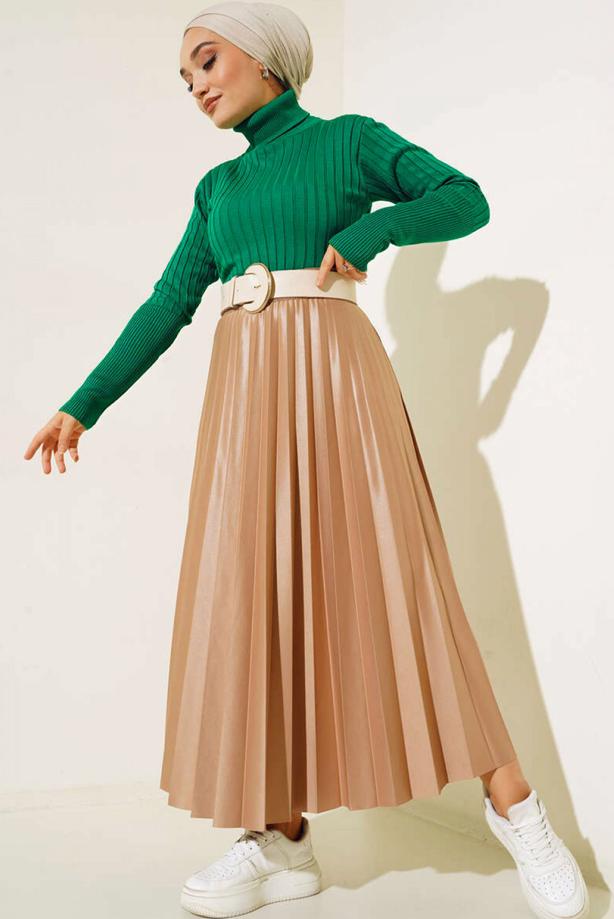 Vêtements hijab VERT BODY TRICOT COL ROULÉ T 0485 - TRENDTESETTÜR