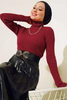 Vêtements hijab ROUGE BORDEAUX BODY TRICOT COL ROULÉ T 0485