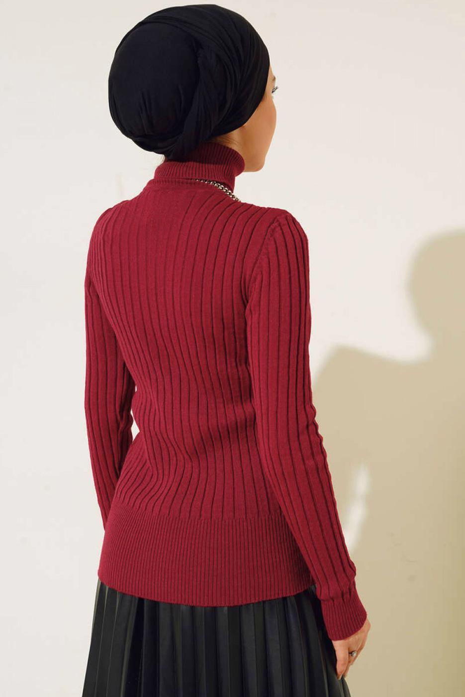 Vêtements hijab ROUGE BORDEAUX BODY TRICOT COL ROULÉ T 0485