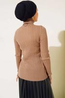 Tesettür giyim KAHVE BALIKÇI YAKA TRİKO BODY T 0485