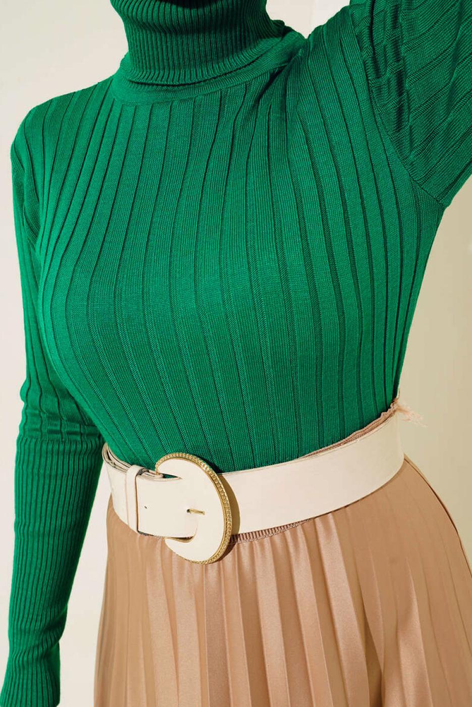 Tesettür giyim YEŞİL TRİKO KAZAK T 3105