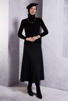 Tesettür giyim SİYAH BOĞAZLI TRİKO KAZAK T 6408