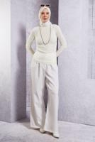 Tesettür giyim EKRU BOĞAZLI TRİKO KAZAK T 6408