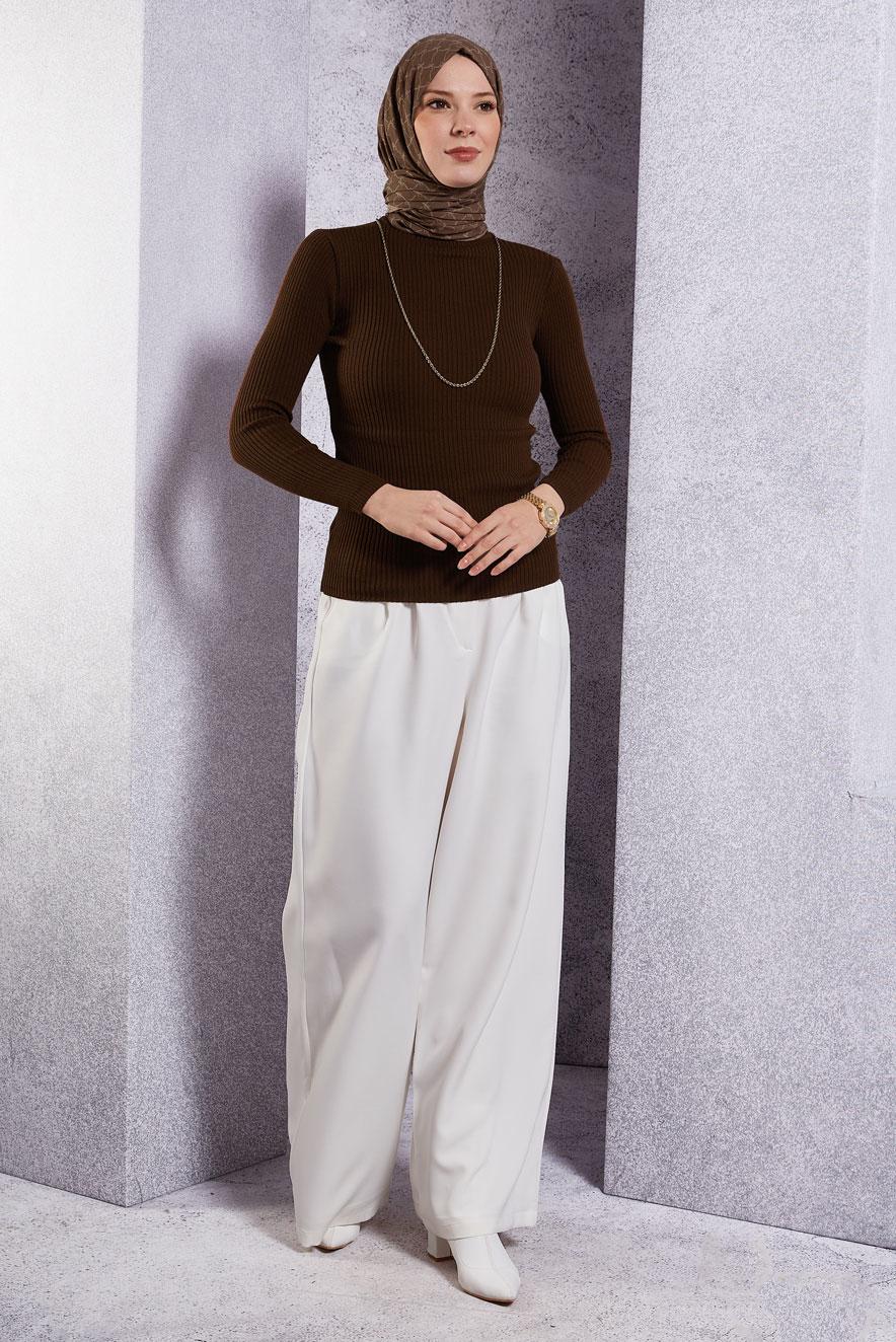 Hijab clothing BROWN TURTLENECK KNITWEAR SWEATER T 6408
