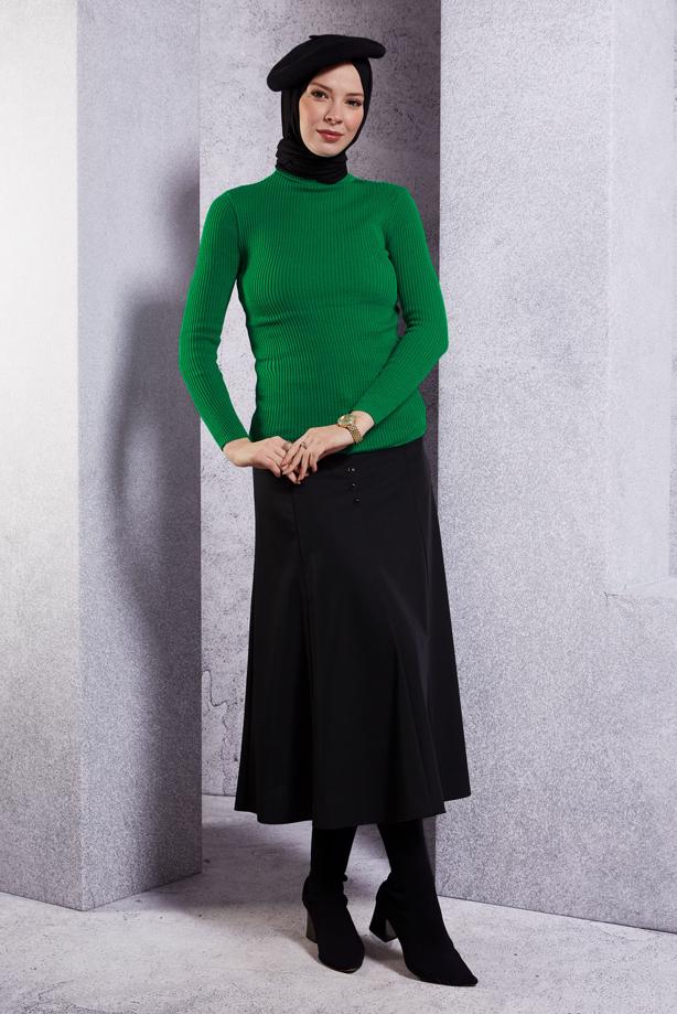 Vêtements hijab VERT PULL EN MAILLE À COL ROULÉ T 6408 - TRENDTESETTÜR