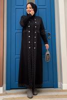 Hijab clothing BLACK PATTERNED KNITWEAR JACKET T 70332