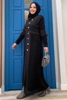 Hijab clothing BLACK PATTERNED KNITWEAR JACKET T 70332