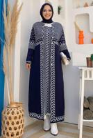 Tesettür giyim LACİVERT DESENLİ TRİKO CEKET T 70332