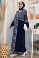 Tesettür giyim LACİVERT DESENLİ TRİKO CEKET T 70332