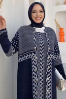 Tesettür giyim LACİVERT DESENLİ TRİKO CEKET T 70332