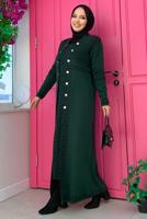 Tesettür giyim YEŞİL DESENLİ TRİKO CEKET T 70332