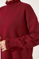 Tesettür giyim BORDO FIRFIR DETAYLI TRİKO KAZAK T 8003