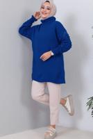 Tesettür giyim LACİVERT FIRFIR DETAYLI TRİKO KAZAK T 8003