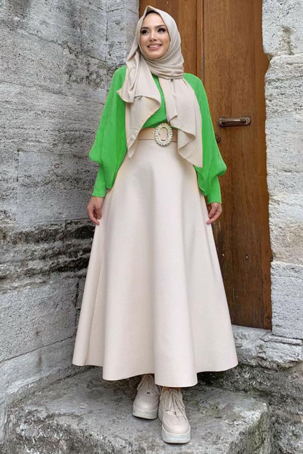 Vêtements hijab VERT PULL EN MAILLE T 8136 - TRENDTESETTÜR