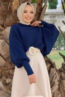 Tesettür giyim LACİVERT YARASA KOL TRİKO KAZAK T 8136