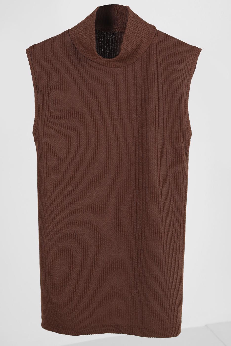 Vêtements hijab BRUN PULL SANS MANCHES T 8253