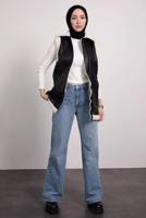 Tesettür giyim SİYAH SUNİ DERİ YELEK T 0795