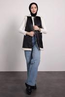 Tesettür giyim SİYAH SUNİ DERİ YELEK T 0795