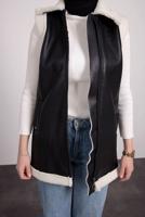 Tesettür giyim SİYAH SUNİ DERİ YELEK T 0795