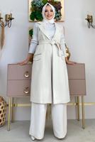 Vêtements hijab ÉCRU GILET CEINTURÉ TAMPON T 1277