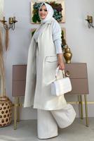 Vêtements hijab ÉCRU GILET CEINTURÉ TAMPON T 1277