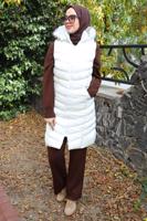 Hijab clothing WHITE HOODED PUFFER VEST T 2020-1